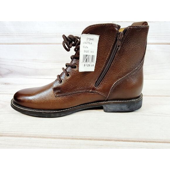 Saks Fifth Avenue Side Zip Leather Ankle Boots Mens 9.5 M Brown Brazil NWT main image 15